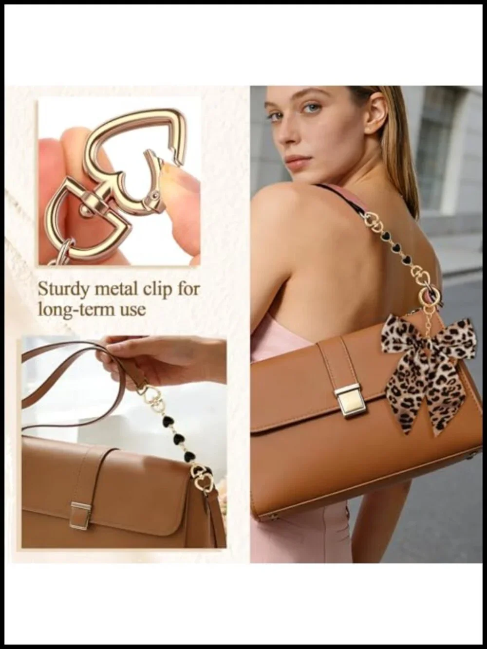 Bag Charms and Chains Set Purse Strap Extender with Pearls and Bows Women's